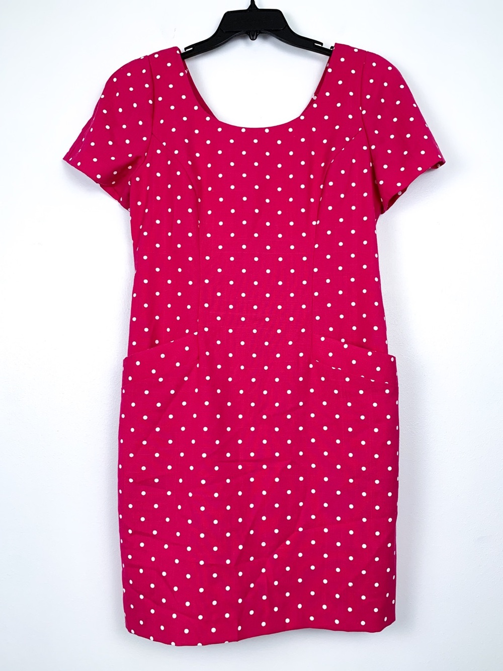 Vintage polka dot dress Jessica Howard pink & white short sleeve sheath size 10